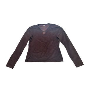 VTG 90s Resource Brown Suede O-ring Long sleeve Top Sz S